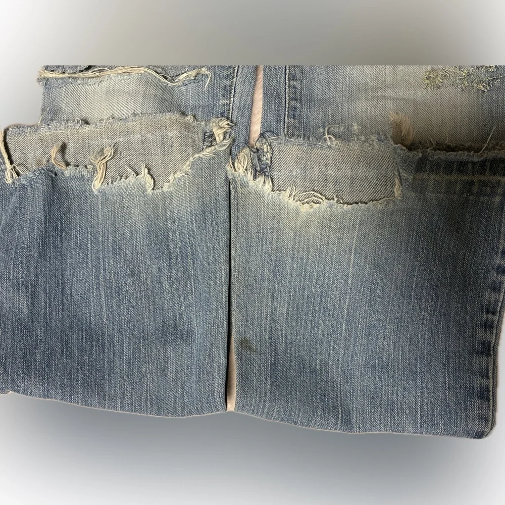 ABERCROMBIE & FITCH | Light Blue Distressed Flare Jeans | 0 | VINTAGE - Picture 9 of 10